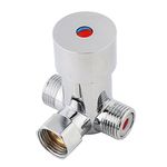 G1/2 Hot Cold Water Mixer Valve tap 15mm, Walfront Shower Thermostatic Valve Solid Brass Shower Diverter Valve Constant Temperature Control Valve for Bathroom Automatic Sensor Touchless Faucet