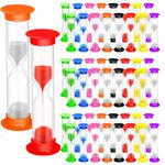 48 Pcs Kids Toothbrush Timer, 2 Minute Hourglass Sand Clock Sand Timer, Small Acrylic Covered Glass Toothbrush Timer for Brushing Children's Teeth, Cooking, Game, School, Office (Multicolor)