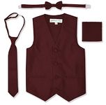 Johnnie Lene Boys Formal Dupioni Tuxedo Vest Set - Red -