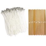 R Wellness Candle Wicks for Candle Making | 4 Inch White Cotton Wicks, 100 Pcs with 10 Wick Holders | Candle Making Supplies for DIY Material & Home Use