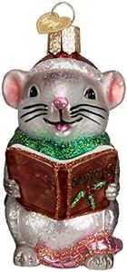 Old World Christmas Ornaments Grey Caroling Mouse Glass Blown Ornaments for Christmas Tree