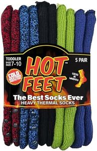 HOT FEET Toddler Boys and Girls 5 Pack Crew Warm Thermal Socks w/Soft Thick Brushing Inside