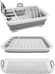 Collapsible Dish Rack and Drainboard Set Foldable Dish Drying Rack Portable Dish Drainer Dinnerware Organizer Rack Folding Tableware Storage Rack Cutlery Rack for Kitchen Counter RV Camper Accessories