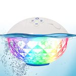 Pool Bluetooth Speakers with LED Lights,IPX7 Waterproof Floating Speaker,Stereo Sound,Built-in Mic,Wireless Shower Speaker for Hot Tub,Kayaking,Outdoor Travel,Picnic (Updated)