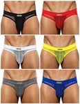 Casey Kevin Men's Sexy Mesh Briefs See Through Underpants Breathable Novelty Underwear,6 PACK-XL