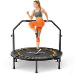 MERACH Mini Trampoline Fitness Adults - 40'' Foldable Trampolines with Adjustable Handle Max Load 330lb, Indoor Trampoline for Exercise Training Quie