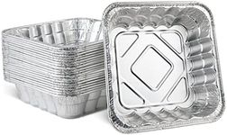 PLASTICPRO Disposable 10'' X 10'' X 3'' Inch Square Aluminum Tin Foil Baking Pans Bakeware - Cookware Perfect for Baking Cakes, Breads, Brownies, Bread, Meatloaf, Lasagna, Pack of 25