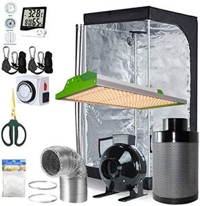 BloomGrow Alphapar New Tech Pro Full Spectrum Sunlike 100W LED Grow Light Kit + 32''x32''x63'' Grow Tent + 4'' Fan Filter Ventilation Kit Indoor Plant Growing Complete Package
