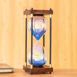 Rainbow Hourglass Timer,60 Minutes Sand Timers,Hour Glass with Sand Timer for Gift,Hourglass Decor for Home, Desk,Office, Wedding Decor (Blue)