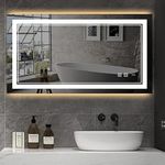 BUNGALOW MERCER LED Bathroom Mirror with Light 3 Color Mode (Warm/Natural/Cool), Anti-Fog Wall Mounted Smart Mirror, Touch, Vanity Mirror for Bathroom & Dressing Room (76x106 cm)