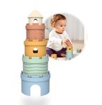 LilyTots™ Castle Silicone Stacking Toy | Soft Chewable Teething Baby Toys for 6 + Months Babies | Squeezable Stacker Cups Activity for Kids 0-3 Years Learning & Develop Kid' Reasoning Skills