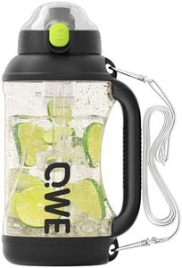 QWE Gym Water Bottle Large Capacity with Handle holder strap,high-capacity,67.6oz,Heat-resisting,Reusable,PPSU BPA Free,Double drinking with straw leak proof, for Travel, School, Outdoors,camping