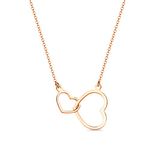 MIORE Interlocked Heart Necklace for women, 9ct Rose Gold Necklace, Solid Gold 45 cm long Chain with love hearts pendant - Delivered with Jewellery box