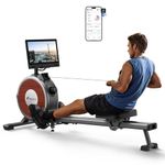 MERACH Rowing Machine for Home Gym, Magnetic Rower with 16 Levels of Quiet Resistance, Dual Slide Rails, 158 kg Weight Capacity, App Compatible (15.6 Inch HD Screen)