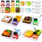 Miniature Tea Dollhouse Kitchen Accessories Set Mini Food for Dollhouse Snacks Resin Kitchen Accessories Juice Hamburger Milk Bread Jam Cup Egg Pretend Play Food Toys (Rich Style,20 Pieces)