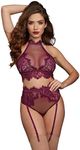 Dreamgirl Womens Bralette SetLingerie Set, Mulberry, Small