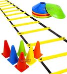 Toyshine Multicolour PVC Fitness Combo - 6 Pieces Stacking Cones (15 Inches), 10 Pieces Space Markers and Agility Ladder (12 m ) SSTP