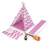 Badger Basket Camping Adventures Doll Tent Set with Accessories for 18 inch Dolls - Lavender/White (12028)