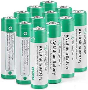 Enegitech AA Lithium Battery, Double A Non-Rechargeable Battery 1.5V 3000mAh Long-lasing Li-Iron Battery for Blink Security Camera Flashlight Solar Lights Remote Control System (AA 12 Pack)