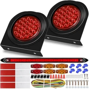 RONSTA 4 inch Horse Round Boat Led Trailer Light Kit with Mounting Brackets, Light Bar and Wiring, Super Bright Waterproof Stop Brake Turn Side Marker Lights for Boat RV Truck Snowmobile