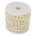 Pearl Beads String Chain Garland, 10m/roll Grinding Pearl Wire Beads Garland String DIY Wedding Decoration for Party Home Decoration 8mm (Beige)