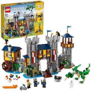 LEGO® Creator 3in1 Medieval Castle 31120 Building Kit; Castle with Moat and Drawbridge, Plus 3 Minifigures