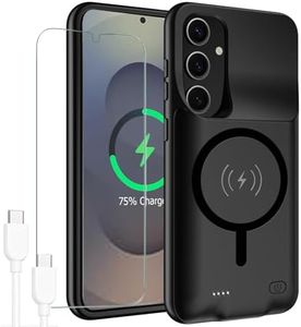 Battery Case for Galaxy S25, 10000mAh High Capacity Rechargeable Portable Protective Extended Charger Cover Compatible with Galaxy S25 (6.2 inch) Wireless Charging Case with Screen Protector-Black