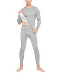 LAPASA Men's Heavyweight Thermal Underwear Set, Ultra Warm Fleece Lined Base Layer Top and Bottom Long Sleeve Long Johns M24, Light Heather Grey Brown, L