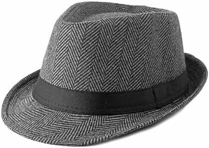 JunHa Fedora Hat for Men,Unisex Classic Trilby Fedora Hat,Classic Hat Gray