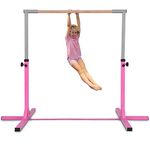 Saiao Gymnastic Bar Kids Adjustable Horizontal Kip Bars Home Gym Training Equipment (Pink)