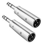 JOMLEY XLR to 1/4 Adapter, XLR Male to 1/4" (6.35mm) TRS Stereo Jack Adapter, 6.35mm TRS Stereo to XLR Male Plug Balanced Cable Adapter - 2 Pack