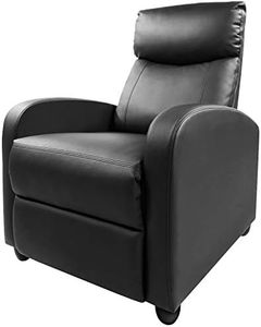 ZUNMOS Living Room PU Leather Adjustable Single Recliner Sofa Home Theater Seating Reading Chair for Bedroom, 34.25D x 27.17W x 38.58H in, Dark Black