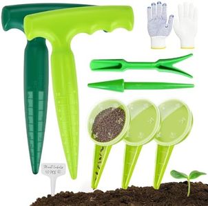 SHAOKAOLU 17Pcs Seed Planter Tool with 5-Hole Seed Dispenser & 6.9" Dibber & Succulent Tools Set, Plastic Planting Tools for Sowing, Bulbs, Seedlings-Includes Planting Labels