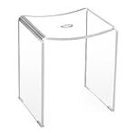 Navaris Clear Acrylic Shower Bench - Waterproof Stool for Bathroom or Vanity 17.1" x 14.6" x 11" - Modern Glam Transparent Seat - Holds up to 220 lbs