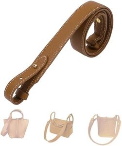 DGAZ TC Leather Shoulder Strap for Hermes Picotin/Lindy/Evelyne, Handmade, Replaceable Crossbody Bags Strap（Gold with Gold Stud,2.7cm Wide 50cm Long)