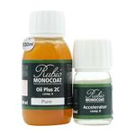 Rubio Monocoat Oil Plus 2C Wood Finish, 5 m² - Pure | Quick-Dry, Eco-Friendly Linseed Wood for Indoor Use, Includes Accelerator (Part B) | Protector | 130 ML