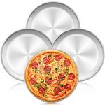 Herogo 13.5 Inch Stainless Steel Round Pizza Pan Set of 4, Large Healthy Pizza Tray Platter for Oven Baking Serving, Dishwasher Safe