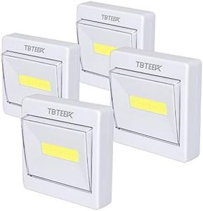 TBTeek Closet Light, Super Bright, Battery Operated, Stick Anywhere, 200 LM Cob Led Lamp, Light Switch Nightlight, Tap Lights for Closet, Shed, Attic, Emergency (4 Pack)