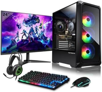 VolttierPC - PC Gaming Completo AMD Ryzen 5 5600G 6x4.4Ghz | AMD Radeon Vega 7 | 32GB DDR4 | 1TB M.2 SSD | WiFi 6 + Bluetooth 5.2 | Windows 11 | Monitor 24" 100Hz | Teclado y Ratón RGB | PC Gamer