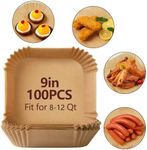 TuBon Air Fryer Liners Disposable: Top 10.5 inch, Bottom 9inch Air Fryer Parchment Paper Liners, 100PCS Oil-proof, Water-proof Square Air Fryer Accessories, Food Grade Non-Stick Parchment Paper