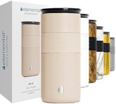 Elemental Artisan Insulated Tumbler, Triple Wall Coffee Travel Tumbler, Reusable Stainless Steel Coffee Tumbler with Ceramic Lid, Thermal Coffee Cup for Hot (6 Hrs) & Cold (18 Hrs), 16oz - Beige