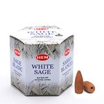 Hem White Sage Backflow Incense Cones | Long-Lasting Aroma for Positivity, Stress Relief, and Air Purification | Ideal for Cleansing and Enhancing Atmosphere | Gift Set | Pack of 40 Cones