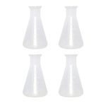 4Pcs 250ml Plastic Erlenmeyer Flask Conical Flask Smooth Thickened Wall Laboratory Chemical Erlenmey Students Kids Education Learning Tool…