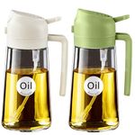 YARRAMATE 2-in-1 Olive Oil Sprayer Glass Bottle Dispenser, 16oz/470ml Capacity, Premium Nozzle for Cooking, Pour and Spray, Kitchen, Air Fryer, BBQ (White & Green)