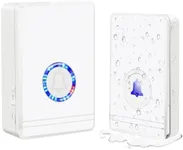 Wireless Doorbell,Greencycle Wireless Battery Powered Doorbells IP66 Waterproof,Plug in Doorbell Chimes Kit,Long RF 100ft-1300Ft,48 Melody with LED Flash, 5Levels Volume, for Houses Home Classroom