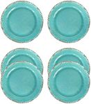 LOK-OSEMILE Gourmet Art Crackle 10 Inch Melamine Dinner Plates Set of 6 Aquamarine