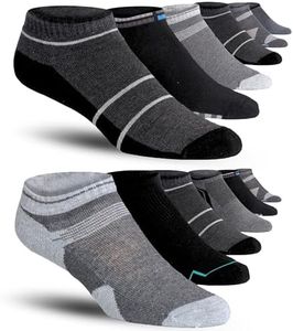 JAMES FIALLO Mens 12-pack Low Cut Athletic Edgy Monochrome Urban Pattern Subtle Blue Accent Socks, Fits 10-13, 2894-T1