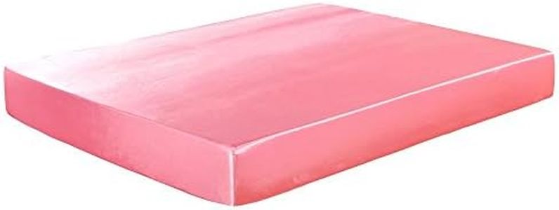 JUWENIN Luxury Silk Satin Deep 12" Skin Beauty Hair Health Face Care Hypoallergenic Fitted Sheet(King,Pink)