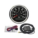 ELING 85mm Waterproof 80 MPH GPS Speedometer Speed Gauge Kit with Course for Marine Jet Ski with Backlight 12 24 Volt (LED Shows Course not Odometer)