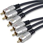 rhinocables OFC Triple RCA Male Cable 3 Phono Audio Visual Lead Gold AV HDTV Surround Sound Systems (3m)